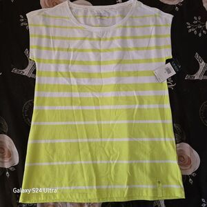 Lauren Ralph Lauren Short Sleeve Active Top Size Small Yellow & White New